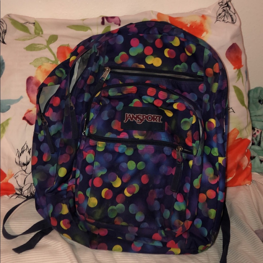 MULTI-COLORED JANSPORT BACKPACK - 5 pockets